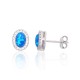 Sterling Silver Cubic Zirconia and Opalite Stud Earrings “Moon Charm IV”