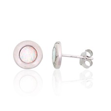 Sterling Silver Opalite Stud Earrings “Moon Charm XV”