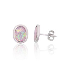 Sterling Silver Opalite Stud Earrings “Moon Charm XVIII”
