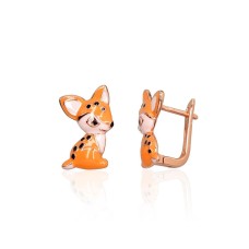 Vaikiški sidabriniai auskarai su emaliu „Foxes“