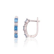 Серебряные серьги 925 пробы с цирконами «Камелия V»