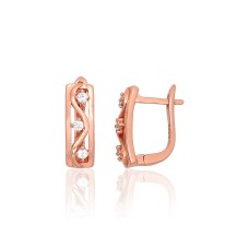 925 Sterling Silver Cubic Zirconia Earrings “Golden Lattice”