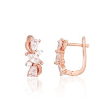 925 Sterling Silver Cubic Zirconia Earrings “Golden Symmetry”
