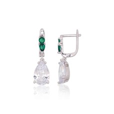 Серебряные серьги 925 пробы с цирконами «Хрустальный Фасад»