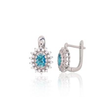 Серебряные серьги 925 пробы с цирконами «Ферро V»