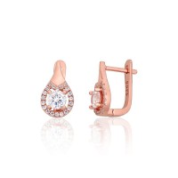Серебряные серьги 925 пробы с цирконами «Золотой Луч»