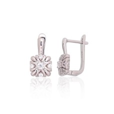 925 Sterling Silver Cubic Zirconia Earrings “Sunny Flower II”