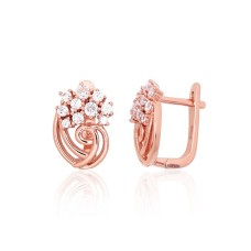 925 Sterling Silver Cubic Zirconia Earrings “Golden Blossom II”