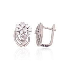 Серебряные серьги 925 пробы с цирконами «Снежная Королева»