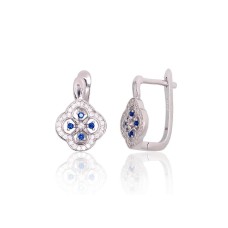 Серебряные серьги 925 пробы с цирконами «Каменный Цветок»
