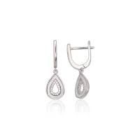 Серебряные серьги 925 пробы с цирконами и перламутром «Вена IV»