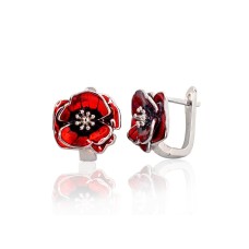 Серебряные серьги 925 пробы с эмалью «Танго II»