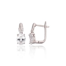 Серебряные серьги 925 пробы с цирконами «Серебристый Туман»