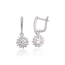 925 Sterling Silver Cubic Zirconia Earrings “Stone Flower VIII”