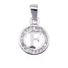 Sidabrinis raidės pakabukas su cirkoniais „F“