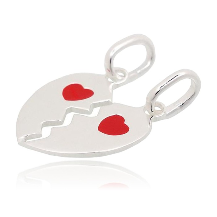 Sterling Silver Enamel Pendant “Broken Heart”