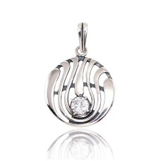Sterling Silver Cubic Zirconia Pendant “Silver Current”