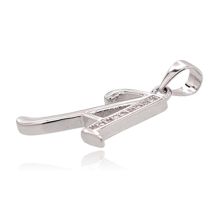 Sterling Silver Cubic Zirconia Letter Pendant “A II”