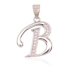 Sidabrinis raidės pakabukas su cirkoniais „B“
