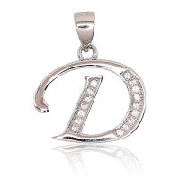 Sterling Silver Cubic Zirconia Letter Pendant “D”