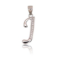 Sterling Silver Cubic Zirconia Letter Pendant “J II”