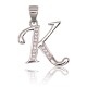 Sterling Silver Cubic Zirconia Letter Pendant “K II”