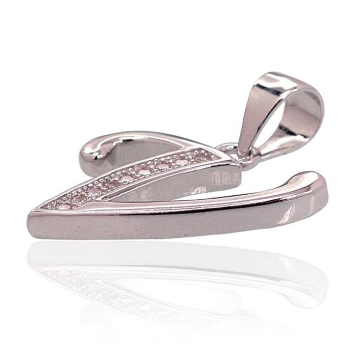 Sterling Silver Cubic Zirconia Letter Pendant “V II”