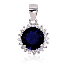 Sterling Silver Cubic Zirconia Pendant “Hearts and Arrows IV”