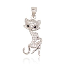Sterling Silver Cubic Zirconia Pendant “Kitty”