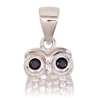 Sterling Silver Cubic Zirconia Pendant “Owl VI”