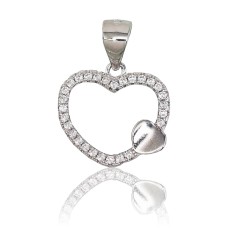 Sterling Silver Cubic Zirconia Pendant “Beloved Heart IV”