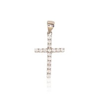 Sterling Silver Cubic Zirconia Cross Pendant “Classic XIV”