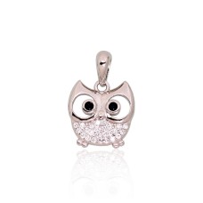 Vaikiškas sidabrinis pakabukas su cirkoniais „Owl IV“