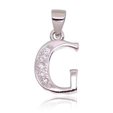 Sidabrinis raidės pakabukas su cirkoniais „G“