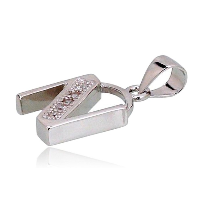 Sterling Silver Cubic Zirconia Letter Pendant “N”