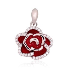 Sterling Silver Cubic Zirconia and Enamel Pendant “Tango”