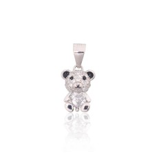 Vaikiškas sidabrinis pakabukas su cirkoniais ir emaliu „Bear II“