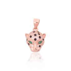 Sterling Silver Cubic Zirconia and Enamel Pendant “Panthera”