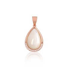 Sterling Silver Cubic Zirconia and Mother of Pearl Pendant “Tears of the Moon II”