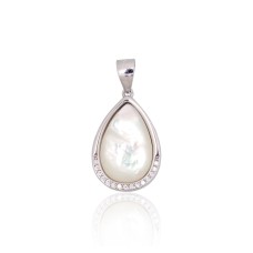 Sterling Silver Cubic Zirconia and Mother of Pearl Pendant “Tears of the Moon”