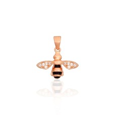 Sterling Silver Cubic Zirconia and Enamel Pendant “Pchelka II”
