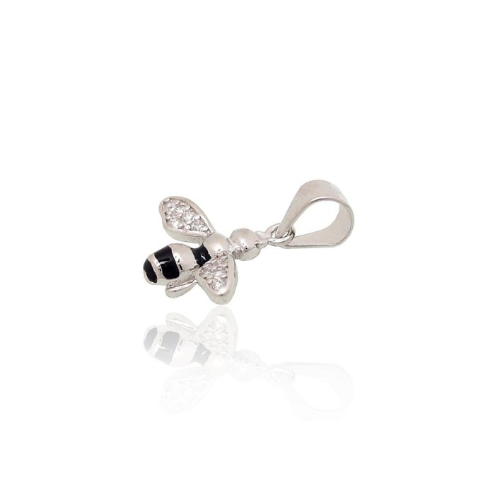 Sterling Silver Cubic Zirconia and Enamel Pendant “Pchelka”