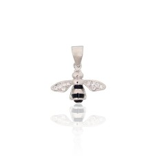 Sterling Silver Cubic Zirconia and Enamel Pendant “Pchelka”