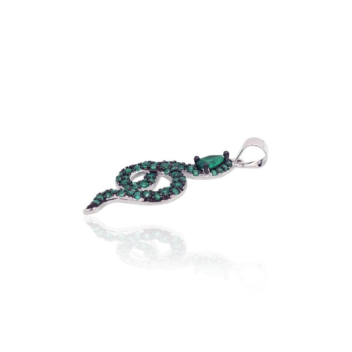 Sterling Silver Cubic Zirconia Pendant “Emerald Serpent”