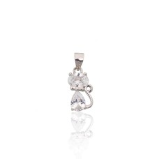 Sterling Silver Cubic Zirconia Pendant “Crystal Cat”