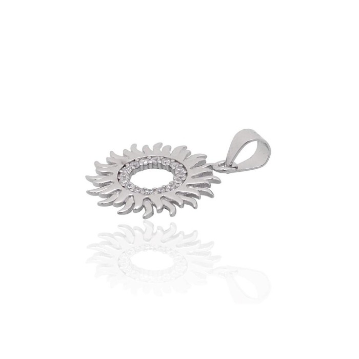 Sterling Silver Cubic Zirconia Pendant “Sun V”