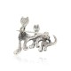 Sterling Silver Brooch “Feline Trio”