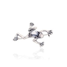 Sidabrinė sagė su agatu „Frog“