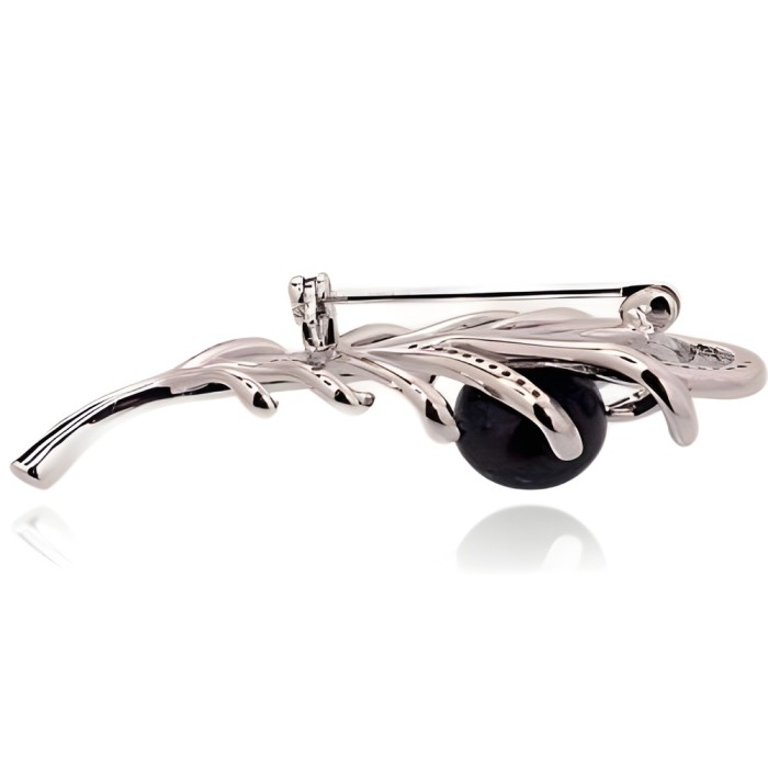 Sterling Silver Cubic Zirconia and Pearl Brooch “Tender Breeze II”