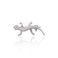 Серебряная брошь с цирконами «Ящерка»